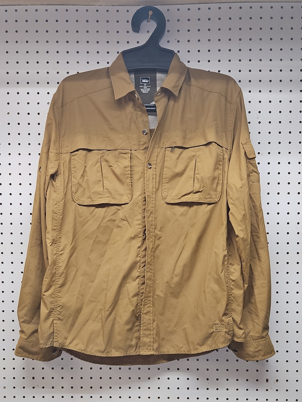 REI Men's Button-Front Lightweight Field Shirt Mens Med- Khaki Brown